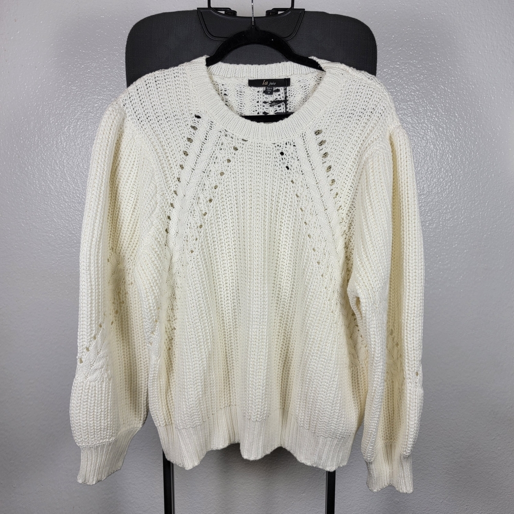 La Joie Cream Cable Knit Crewneck Sweater Women's Size 3X‎